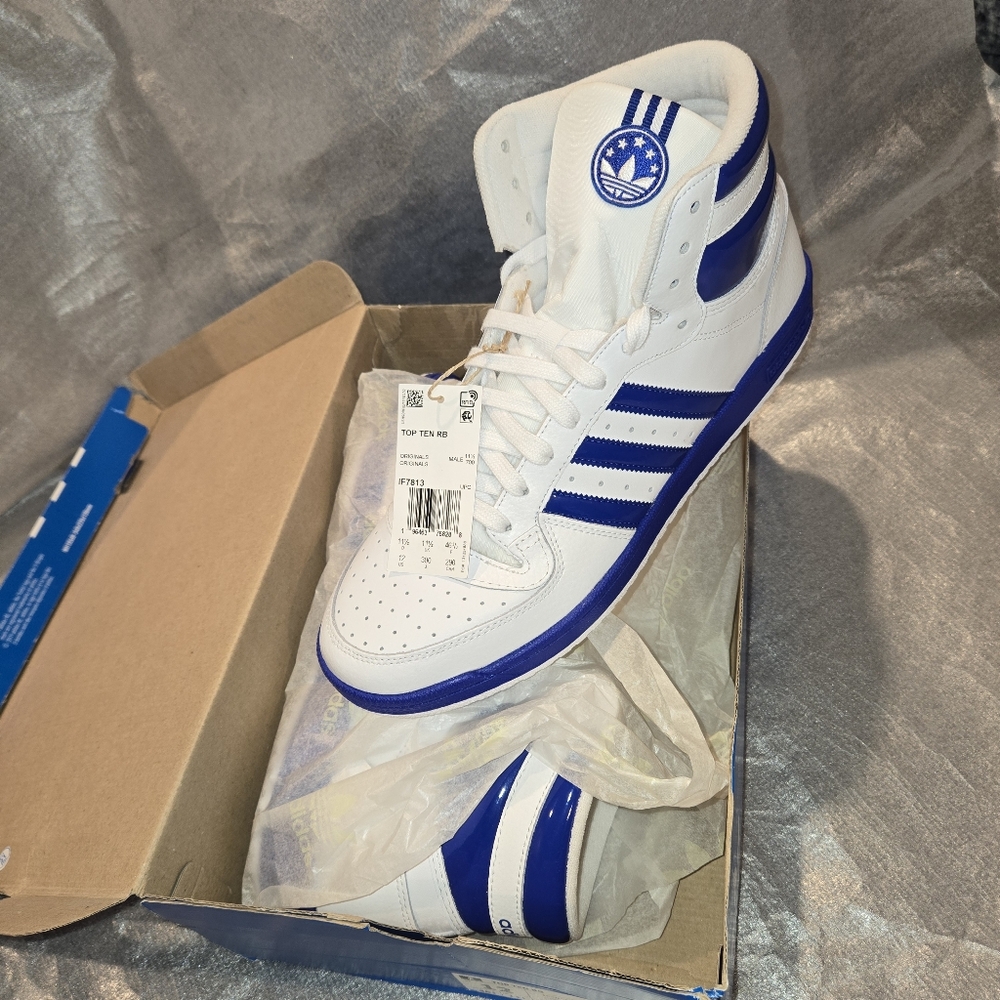 Size 12-Mens Adidas Top Ten Hi RB- Lucid Blue/White